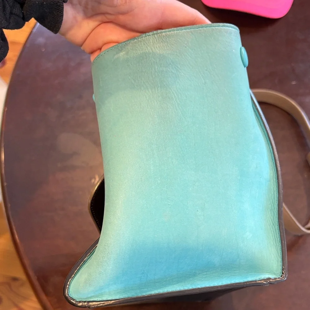 Celine Tricolor Satchel in Brown, Black, and Teal - Picture 4 of 14